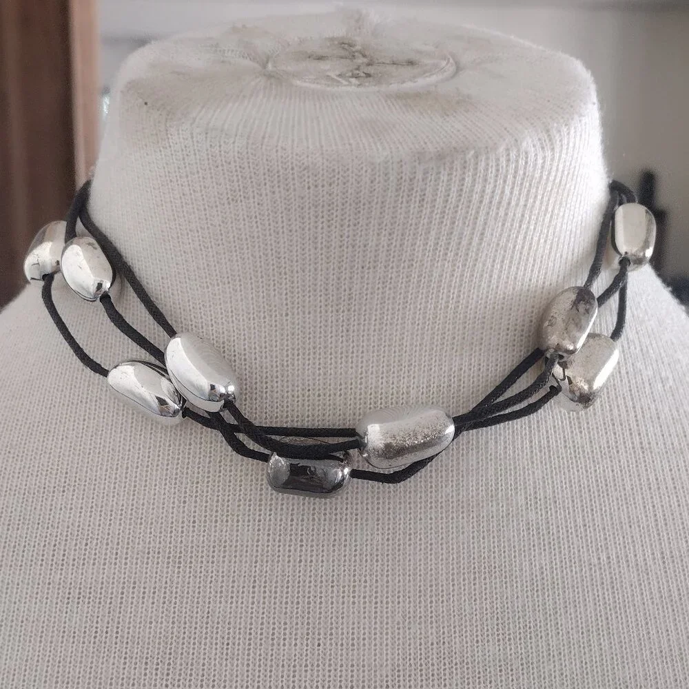 Avon Multistrand Corded Necklace Silver Tone - Picture 3 of 11
